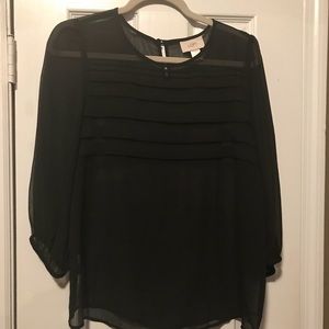 Black LOFT three quarter sleeve sheer top - size S